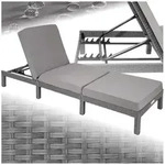 tectake Gartenliege Rattan Sonnenliege, dicke Polsterung, 196 x 66 x 27 cm,