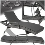 tectake Gartenliege Rattan Sonnenliege, bodenschonend, 190 x 71 x 34 &ndash; 74,5 cm,