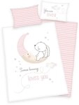 Herding Babybettw&auml;sche Little Bunny, 40x60+100x135 cm rosa Baumwolle Hase...