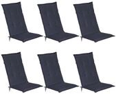 Beautissu Hochlehnerauflage 6er Set Gartenstuhlauflage Loft HL Dunkelblau,