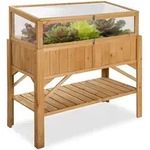 tectake Hochbeet Pflanzenkasten mit Ablage und Fr&uuml;hbeet-Aufsatz 119x57x124cm, aus