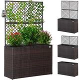 Casaria Blumenkasten, Blumenkasten Rankgitter 3 Innent&ouml;pfe Polyrattangeflecht