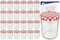 MamboCat Einmachglas 25er Set Sturzglas 230 ml HOCH To 66 rot karierter Deckel