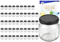 MamboCat Einmachglas 50er Set Rundglas 212 ml nieder To 66 schwarzer Deckel incl