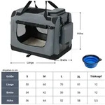 Juskys Tiertransporttasche Lassie, mit Decke, Tasche, Griffen und Fressnapf grau 50