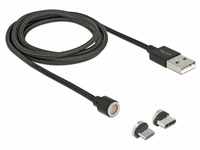 Delock Magnetisches USB 2.0 Kabel, USB-A Stecker > USB-C + Micro-USB Stecker