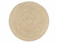vidaXL Round jute rug with spiral pattern white 150 cm