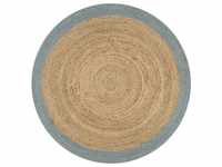 vidaXL Round jute rug with olive green border 90 cm