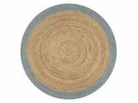 vidaXL Round jute rug with olive green border 120 cm