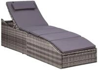 vidaXL Gartenliege Sonnenliege mit Auflage Poly Rattan Grau, 1 St.