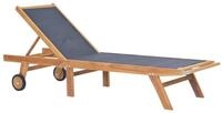 vidaXL Gartenliege Sonnenliege Klappbar mit Rollen Teak Massivholz und Textilene