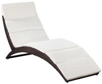 vidaXL Gartenliege, Klappbare Sonnenliege mit Auflage Poly Rattan Braun
