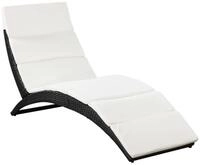 vidaXL Gartenliege, Klappbare Sonnenliege mit Auflage Poly Rattan Schwarz