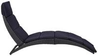 vidaXL Gartenliege, Sonnenliege mit Auflage Poly Rattan Schwarz