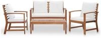 vidaXL Gartenlounge-Set, 4-tlg. Lounge Set mit Auflagen Massivholz Akazie