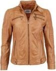Bikerjacke JCC "Lederjacke Sirpa", Damen, Gr. 42, braun (cognac), Obermaterial: 100%