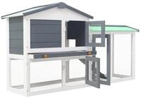 vidaXL Kleintierstall, Gro&szlig;er Kaninchenstall Grau und Wei&szlig; 145x45x84 cm Holz
