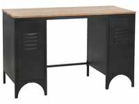 vidaXL Desk Double Pedestal Pine and Steel