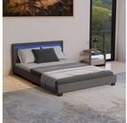 Juskys Polsterbett Paris, 140x200 cm, bunte LED-Beleuchtung, Kunstleder, weiches