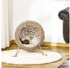 PawHut Tierhaus Katzenh&ouml;hle aus PE-Rattan mit Kissen, erh&ouml;hten F&uuml;&szlig;en, f&uuml;r