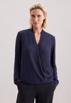 seidensticker Wickelbluse V-Neck Uni blau M (38)