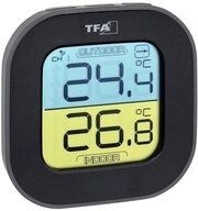 TFA Dostmann Raumthermometer Funk-Thermometer FUN TFA 30.3068.01 farbiges Display