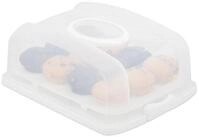 relaxdays Kuchentransportbox Kuchenbox rechteckig, Kunststoff, (2-tlg), wei&szlig;