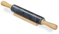 relaxdays Nudelholz Marmor Marmor, schwarz