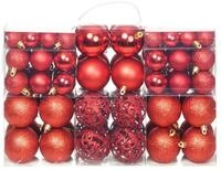 vidaXL Christbaumschmuck 100-tlg. Weihnachtskugel-Set 3/4/6 cm Rot (100-tlg)