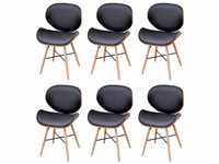 vidaXL Dining Chairs Fake Leather and Curved Wood (6 Pieces)
