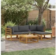 vidaXL Loungeset vidaXL 5-tlg. Garten-Lounge-Set mit Auflagen Massivholz Akazie