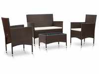 vidaXL Garden Set With Chairs and Table in Braided Resin Brown 4 Pieces