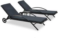 vidaXL Gartenliege Sonnenliegen mit Tisch Poly Rattan Anthrazit, 1 St.