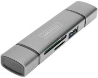Digitus Speicherkartenleser Combo Card Reader Hub (USB-C&reg;+USB-A), 1x SD, 1x...