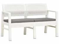 vidaXL Garden Bench in White Plastic With Cushions