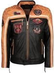 Lederjacke TOP GUN "Lederjacke TGJ1005", Herren, Gr. M, schwarz (schwarz, orange,