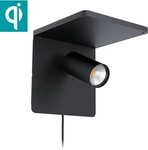 EGLO Wandleuchte CIGLIE, LED wechselbar, Warmwei&szlig;, QI-charger