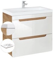 Lomadox Waschtisch LUTON-56, wei&szlig; mit Wotan Eiche Nb. 61/63/46 cm