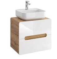 Lomadox Waschtisch LUTON-56, wei&szlig; mit Wotan Eiche Nb. 60/67/46 cm