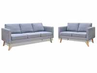 vidaXL Set of Sofas 2 And 3 Sits in Light Grey Fabric