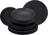 CreaTable Tafelservice Teller Set, Geschirr-Set Soft Touch Black (12-tlg), 4