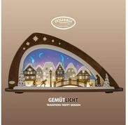 Weigla Lichterbogen LED Winter mit Altstadt,Schwibbogen aus Holz&Acrylglas,Made in