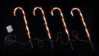 Spetebo LED Dekolicht LED Zuckerstangen - 4er Set - warm weiss, An / Aus / Timer,