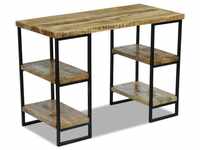 vidaXL Desk With Shelves in Mango Wood