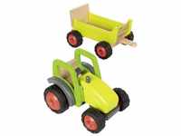 goki Spielzeug-Traktor, mit Anhänger, 2 teilig, aus Holz, für Kinder ab 3...