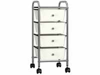 vidaXL Storage Cart on Wheels 4 Drawers White/Grey