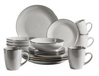 Kombiservice M&Auml;SER "Metallic Rim", wei&szlig; (grau), 16, Geschirr-Sets,...