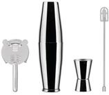 Alessi Cocktail Shaker Barset Lunar Eclipse, Edelstahl, (Set, 4-tlg)