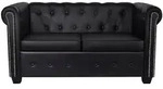 vidaXL Chesterfield-Sofa, Chesterfield-Sofa 2-Sitzer Kunstleder Schwarz