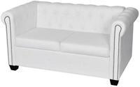 vidaXL Chesterfield-Sofa, Chesterfield-Sofa 2-Sitzer Kunstleder Wei&szlig;